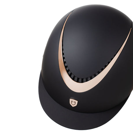 Equestro Unisex Helmet With Shiny Frame Homologation En 1384-2023 #colour_black-rose-gold